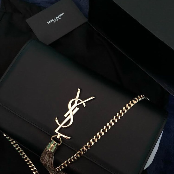 Yves Saint Laurent Black Crossbody Bag with Gold Accents - Picture 2 of 4